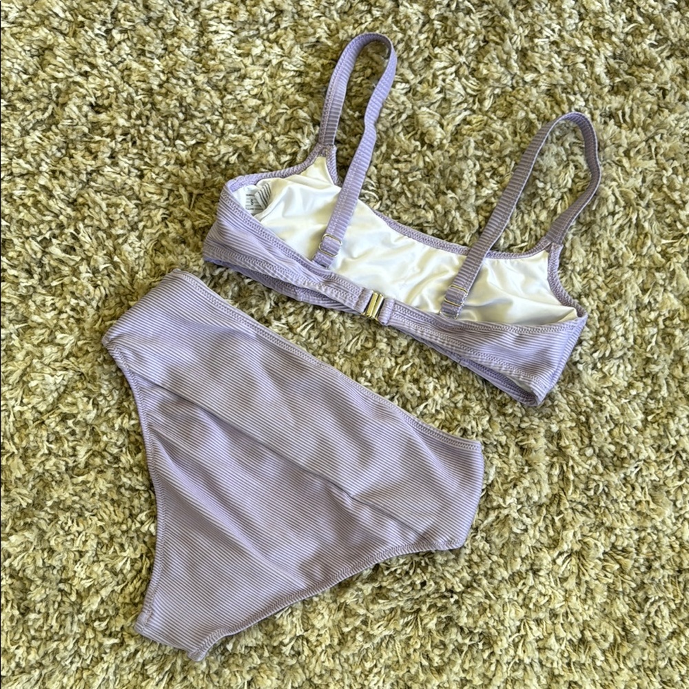 Lavender Ribbed Bikini Set - Picture 2 of 4
